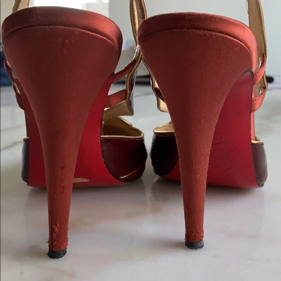 Christian Louboutin satin sling back heels size 40 - Picture 4 of 6